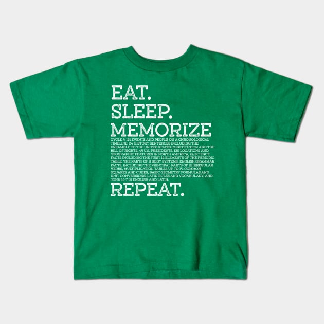 Cycle 3 Eat Sleep Memorize Repeat Memory Master | Updated Kids T-Shirt by k8creates